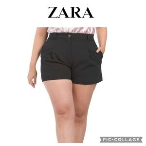 Zara black trousers pleated dress shorts size XL NWT
